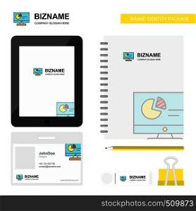 Computer presentation Business Logo, Tab App, Diary PVC Employee Card and USB Brand Stationary Package Design Vector Template