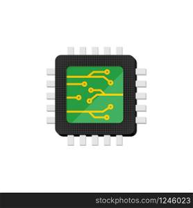 Computer processor microchip flat illustration. Vector isolate symbol. Computer processor microchip flat illustration. Vector isolate