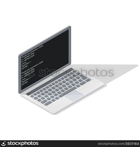 Computer program of computer display detailed isometric icon. Computer program of computer display detailed isometric icon vector graphic illustration