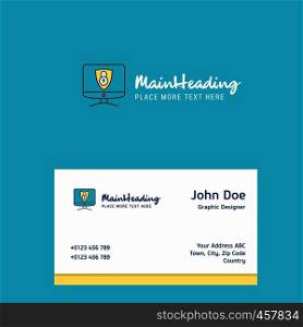 Computer protected logo Design with business card template. Elegant corporate identity. - Vector