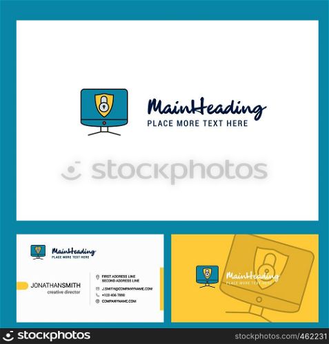 Computer protected Logo design with Tagline & Front and Back Busienss Card Template. Vector Creative Design