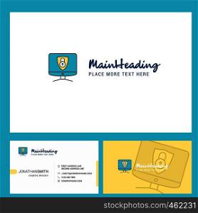 Computer protected Logo design with Tagline & Front and Back Busienss Card Template. Vector Creative Design