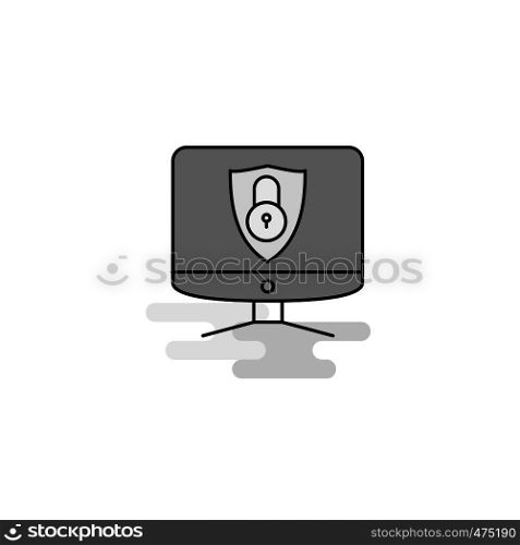 Computer protected Web Icon. Flat Line Filled Gray Icon Vector
