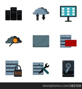 Computer protection icons set. Flat illustration of 9 computer protection vector icons for web. Computer protection icons set, flat style
