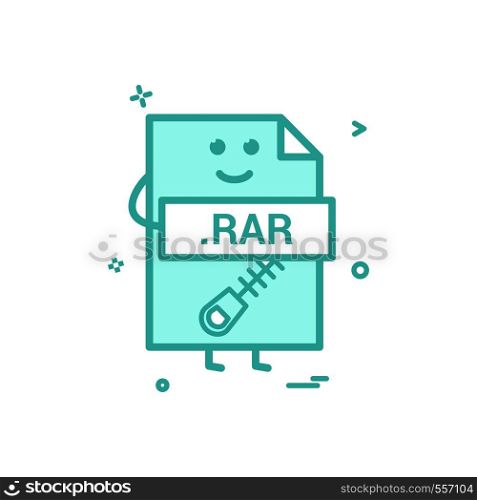 Computer rar file format type icon vector desig