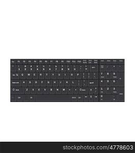 Computer Realistic Black Keyboard Isolated on White Background. Illustration Computer Realistic Black Keyboard Isolated on White Background - Vector