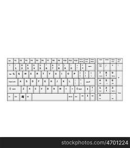 Computer Realistic White Keyboard Ioslated on White Background. Illustration Computer Realistic White Keyboard Ioslated on White Background - Vector