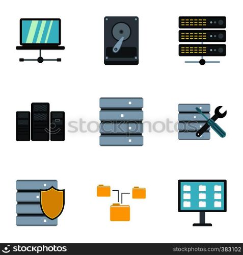 Computer repair icons set. Flat illustration of 9 computer repair vector icons for web. Computer repair icons set, flat style