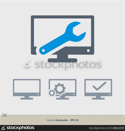 Computer Repair Vector Template. Television Icon Logo Illustration Design. Vector EPS 10.