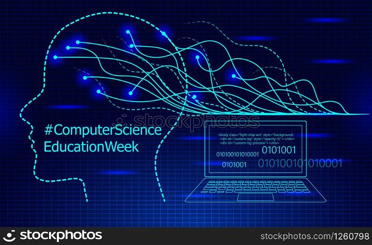 Computer Science Education Week is celebrated in USA during the second week in December. Hour of Code concept vector. Digital future waves in cyberspace with grid. AI technology.. Computer Science Education Week is celebrated in USA during the second week in December. Hour of Code concept vector. Digital future waves in cyberspace with grid.