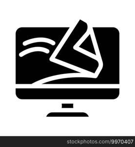 computer screen cleaning wipe glyph icon vector. computer screen cleaning wipe sign. isolated contour symbol black illustration. computer screen cleaning wipe glyph icon vector illustration