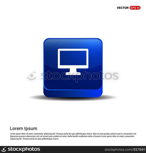 Computer Screen Icon - 3d Blue Button.