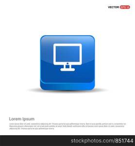 Computer Screen Icon - 3d Blue Button.