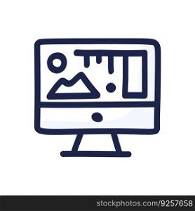 Computer screen in doodle style displaying art Vector Image