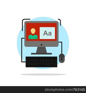 Computer, Screen, Software, Editing Abstract Circle Background Flat color Icon