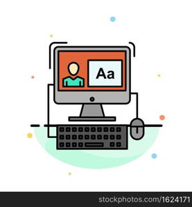 Computer, Screen, Software, Editing Abstract Flat Color Icon Template