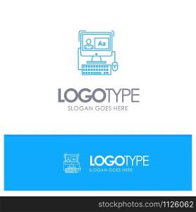 Computer, Screen, Software, Editing Blue outLine Logo with place for tagline