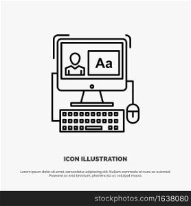 Computer, Screen, Software, Editing Line Icon Vector