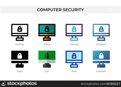 Computer Security icon in different style. Computer Security vector icons designed in outline, solid, colored, filled, gradient, and flat style. Symbol, logo illustration. Vector illustration