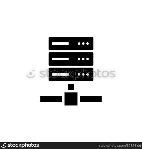 Computer Server, Web Storage. Flat Vector Icon illustration. Simple black symbol on white background. Computer Server, Web Storage sign design template for web and mobile UI element. Computer Server, Web Storage Flat Vector Icon