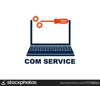 computer service and repair logo icon vector illustration design