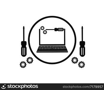 computer service and repair logo icon vector illustration design