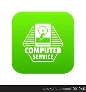 Computer service icon green vector isolated on white background. Computer service icon green vector