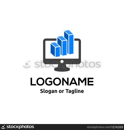 Computer service logo, web service logo, data analytic icon, data processing result symbol