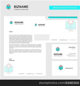 Computer setting Business Letterhead, Envelope and visiting Card Design vector template