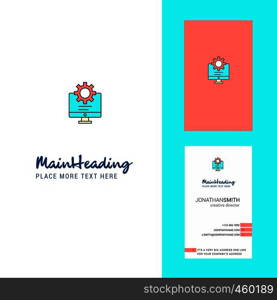 Computer setting Creative Logo and business card. vertical Design Vector