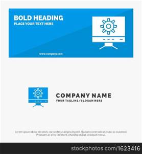 Computer, Setting, Design SOlid Icon Website Banner and Business Logo Template