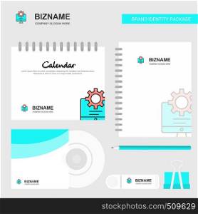 Computer setting Logo, Calendar Template, CD Cover, Diary and USB Brand Stationary Package Design Vector Template