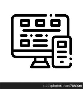 Computer Smartphone System Vector Thin Line Icon. Binary Coding System, Data Encryption Linear Pictogram. Web Development, Programming Languages, Bug Fixing, HTML, Script Contour Illustration. Computer Smartphone System Vector Thin Line Icon