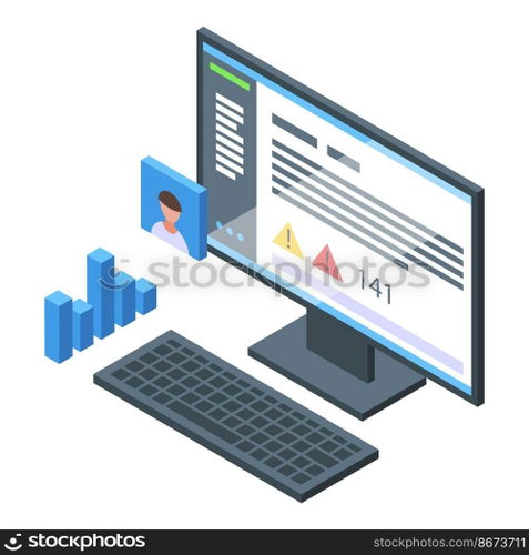 Computer soft icon isometric vector. Laptop code. Engineer process. Computer soft icon isometric vector. Laptop code