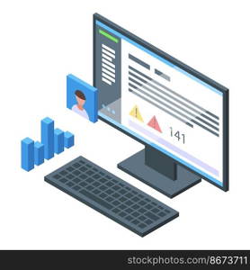 Computer soft icon isometric vector. Laptop code. Engineer process. Computer soft icon isometric vector. Laptop code