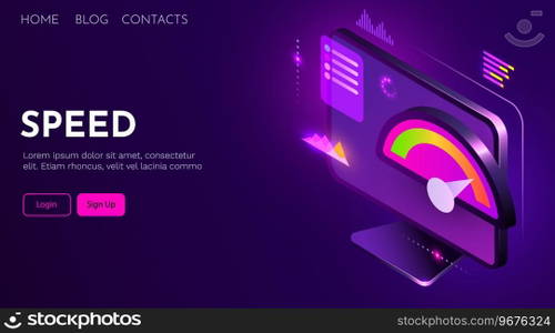 Computer speed analysis. Processor acceleration. Landing page template.. Computer speed analysis. Processor acceleration. Landing page