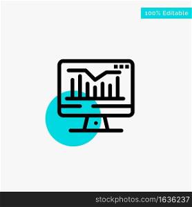 Computer, Static, Graph, Monitor turquoise highlight circle point Vector icon