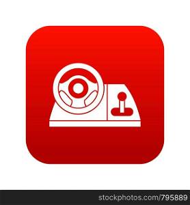 Computer steering wheel icon digital red for any design isolated on white vector illustration. Computer steering wheel icon digital red