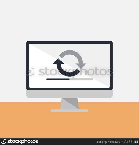 Computer synchronization process flat illustration vector design