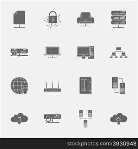 Computer Systems and Networks silhouettes icons set. Computer Systems and Networks silhouettes icons set vector graphic illustration