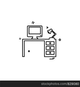 Computer table icon design vector