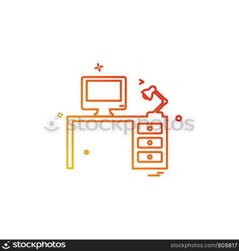 Computer table icon design vector