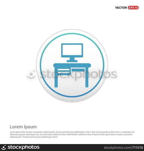 Computer Table Icon - white circle button