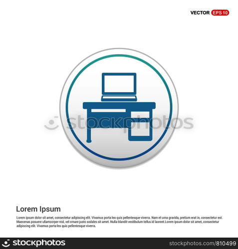 Computer Table Icon - white circle button