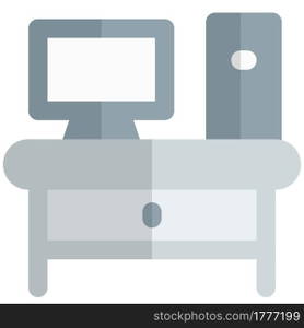 Computer table setup for workplace.