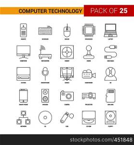 Computer Technology Black Line Icon - 25 Business Outline Icon Set