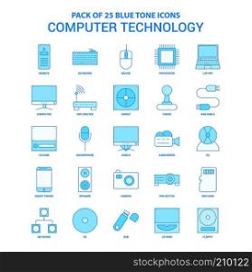 Computer Technology Blue Tone Icon Pack - 25 Icon Sets
