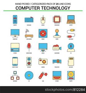 Computer Technology Flat Line Icon Set - Business Concept Icons Design