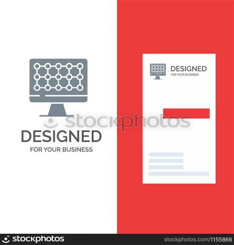 Computer, Technology, Hardware Grey Logo Design and Business Card Template