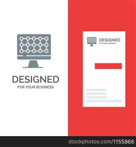 Computer, Technology, Hardware Grey Logo Design and Business Card Template